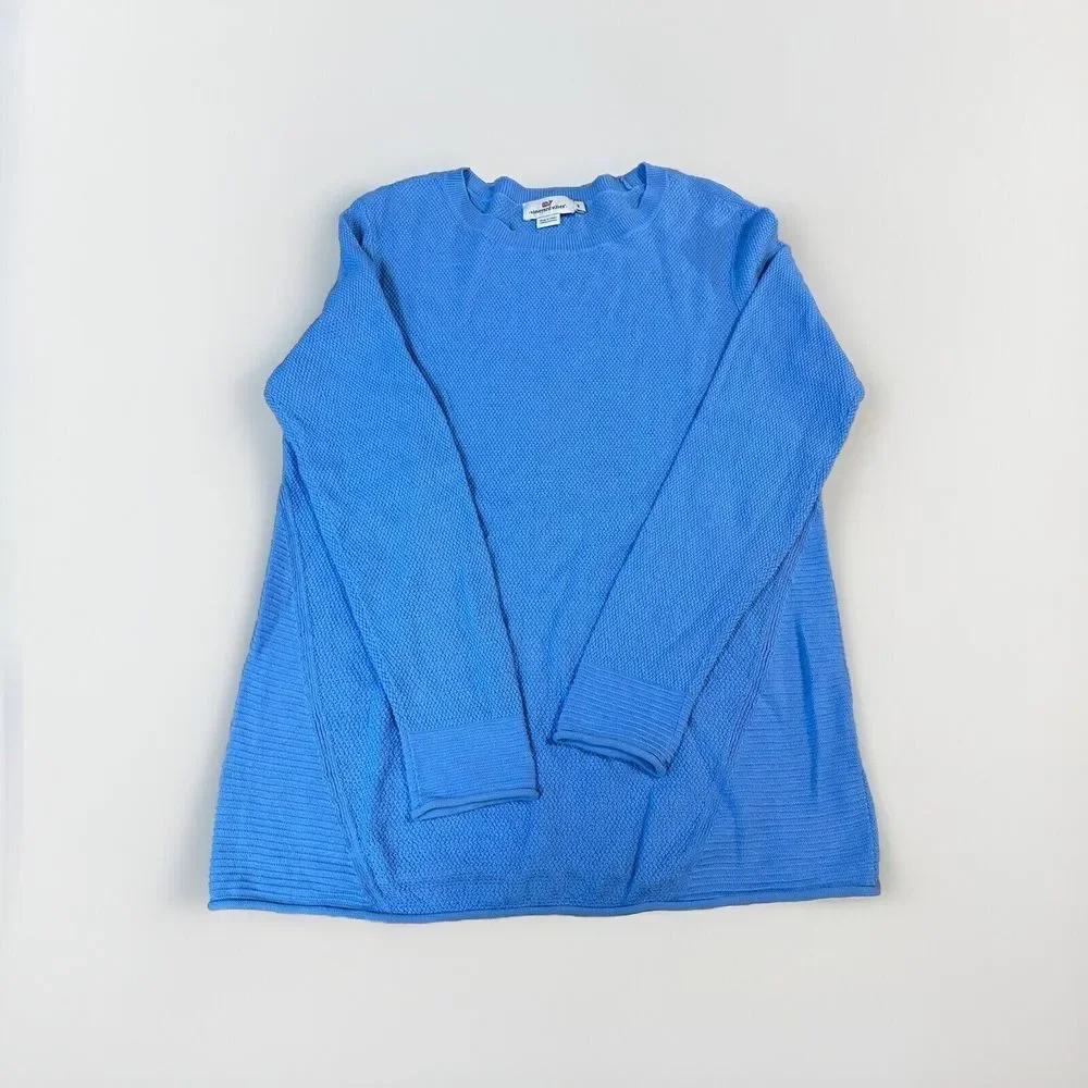 Vineyard Vines Waffle Knit Thermal Long Sleeve Sweater Blue Men's Small Crewneck